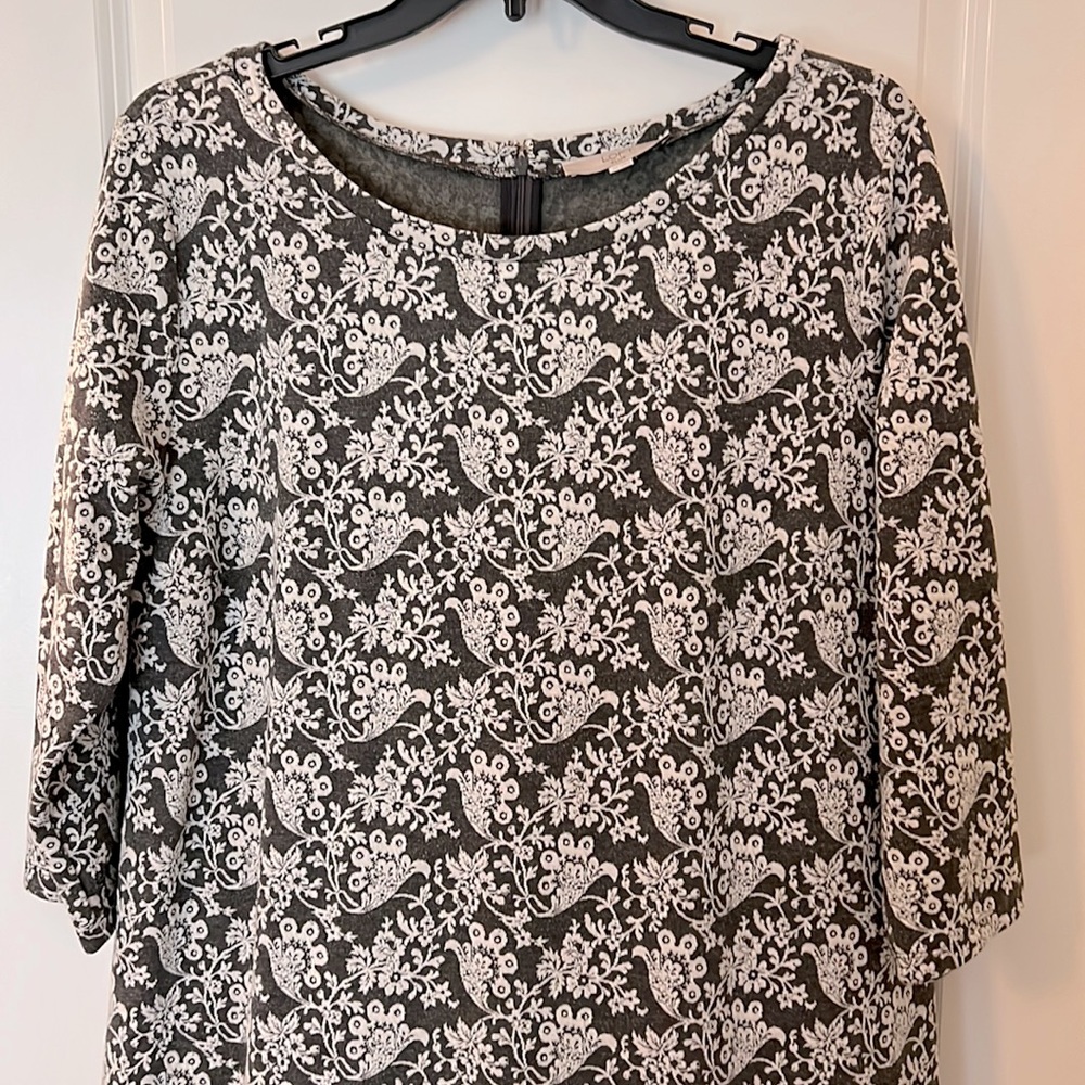 LOFT grey and white patterned dress, size 20